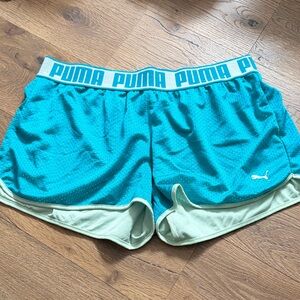 Puma Women's Athletic Shorts in Teal and Mint